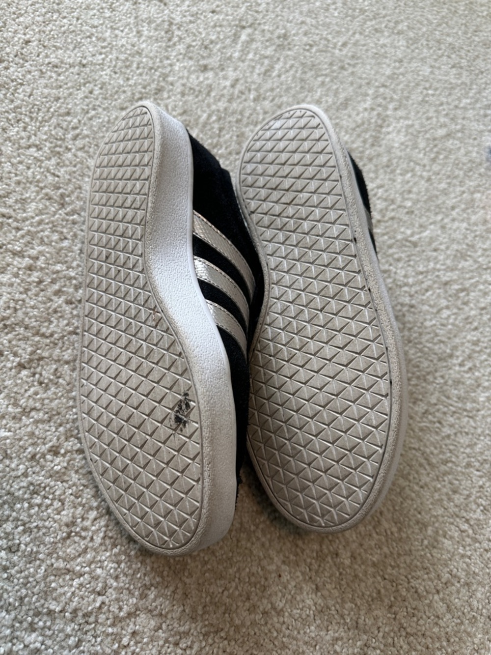 adidas Black Suede Sneakers with Silver Stripes - Picture 2 of 5